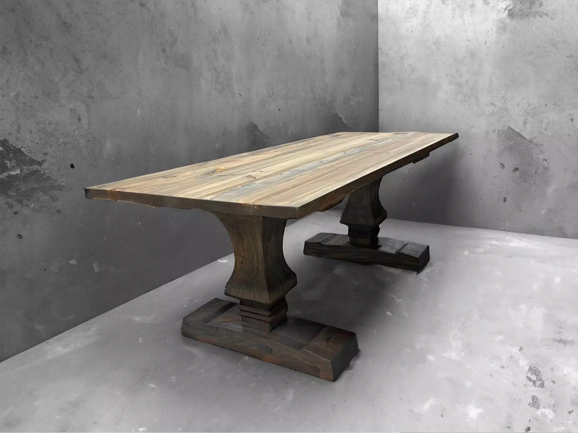 Solid wood pedestal leg table