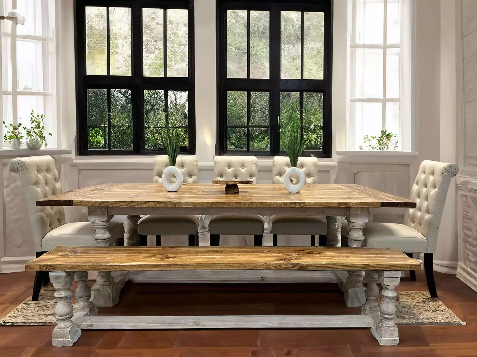 Monastery Leg Dining Table Custom Made in the USA of Solid Wood