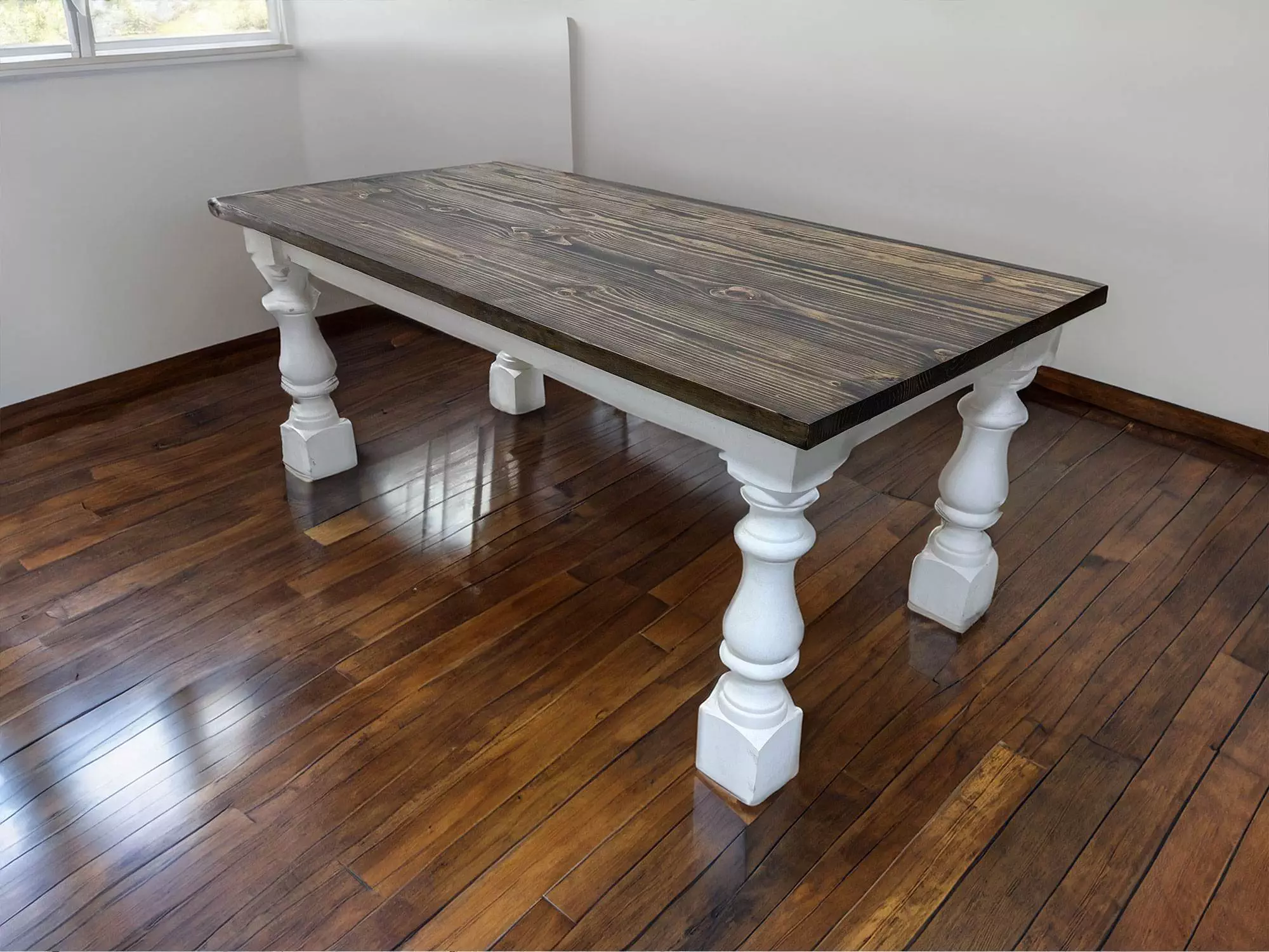 Monastery Leg Farmhouse Dining Room Table made in Solid Wood
