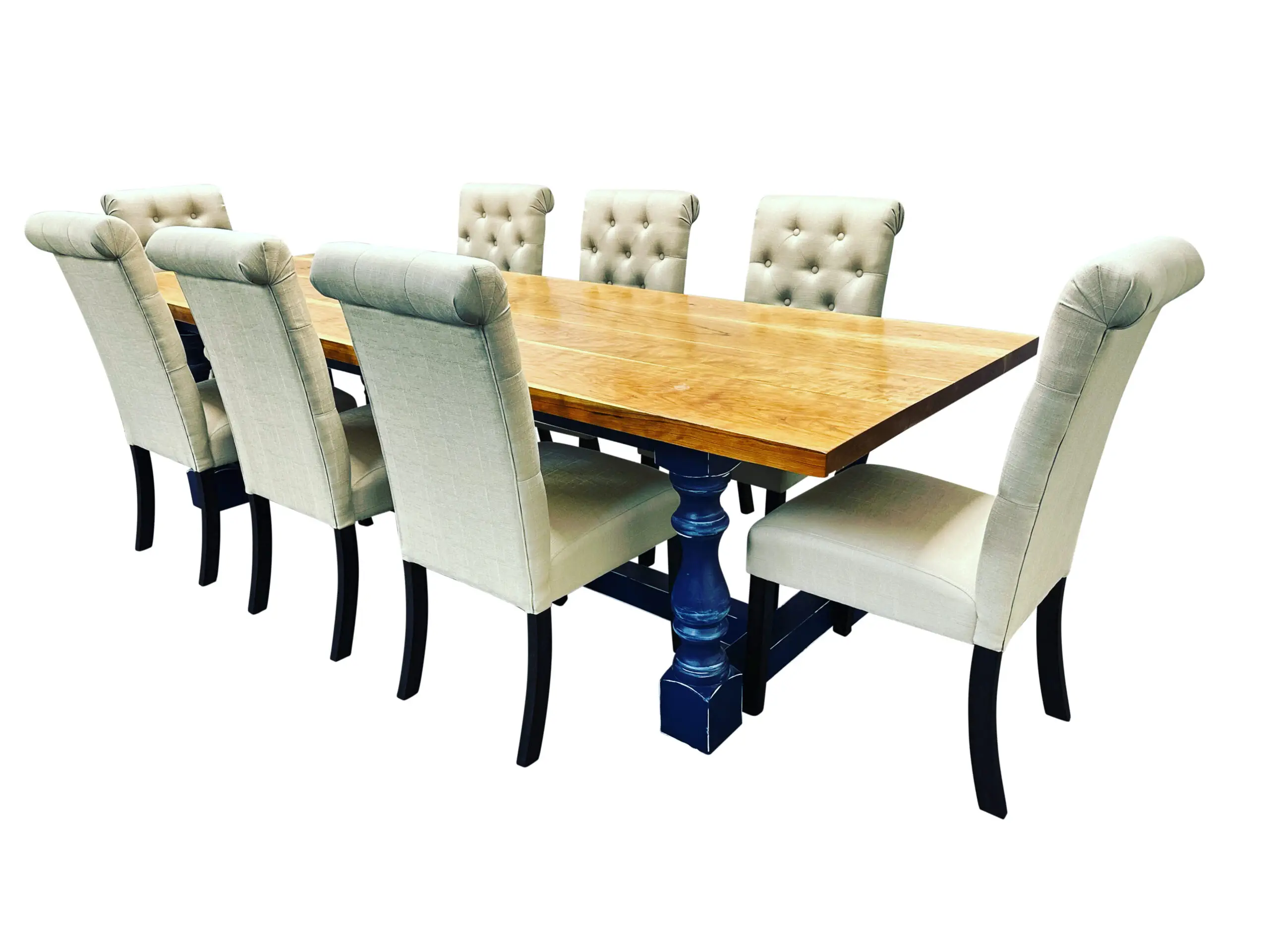 The Sebastian Inlet Monastery Leg Solid Wood Dining Table 9 feet Long in Solid Cherry Top and Natural Finish - Image 3