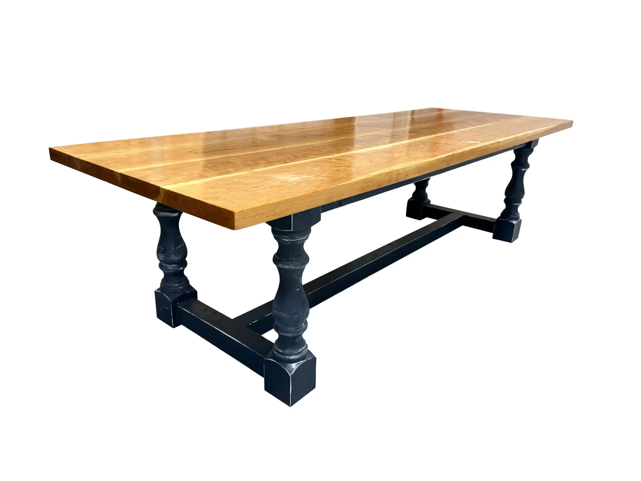 The Sebastian Inlet Monastery Leg Solid Wood Dining Table 9 feet Long in Solid Cherry Top and Natural Finish - Image 2