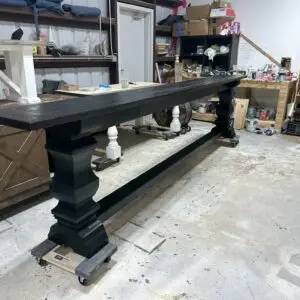 The Old Northwood Sideboard shown 13 feet long in Cobalt Gray hand rubbed until almost black