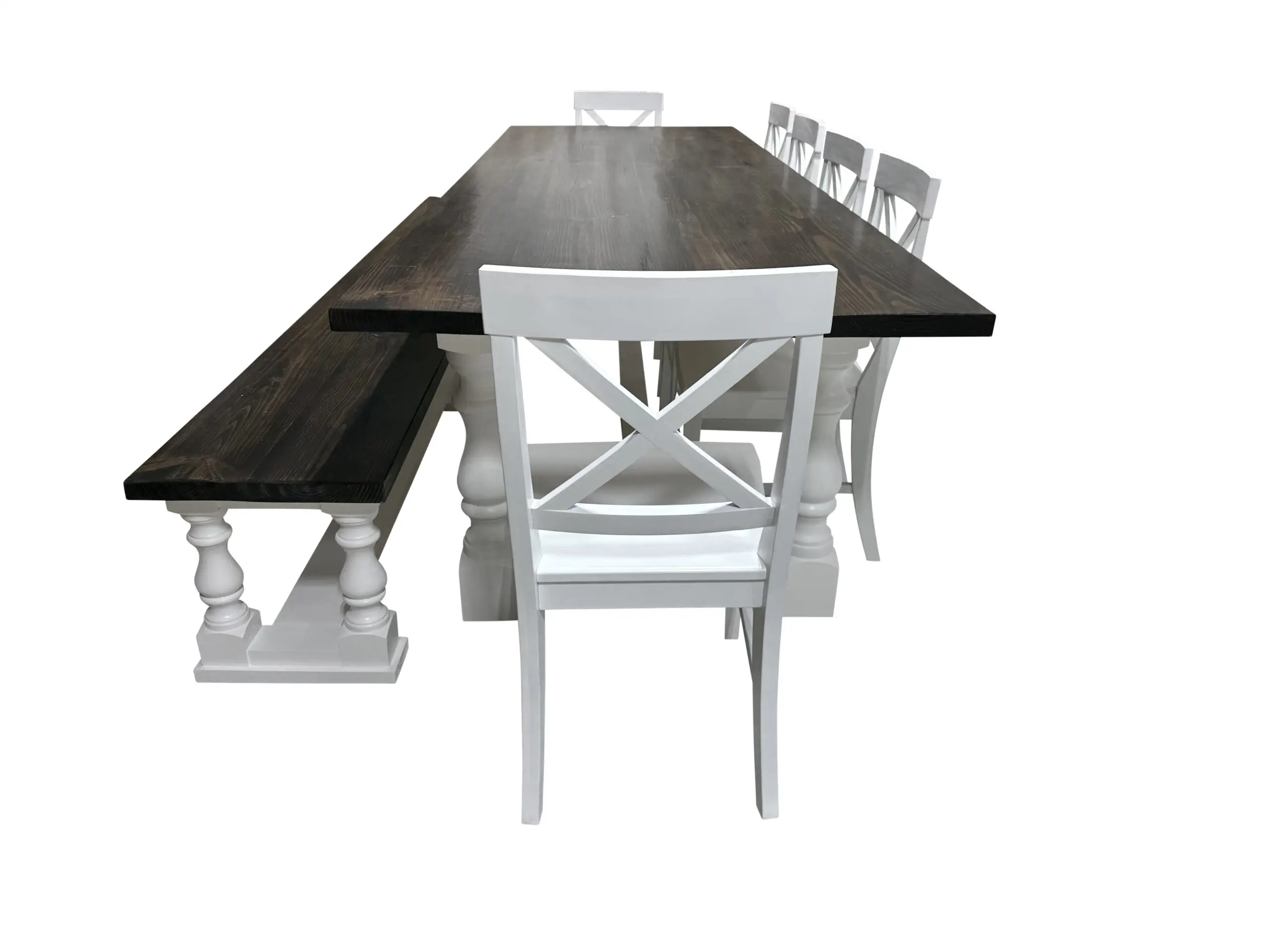 The Sebastian Inlet Monastery Leg Solid Wood Dining Table 10ft Long in Walnut Finish - Image 3