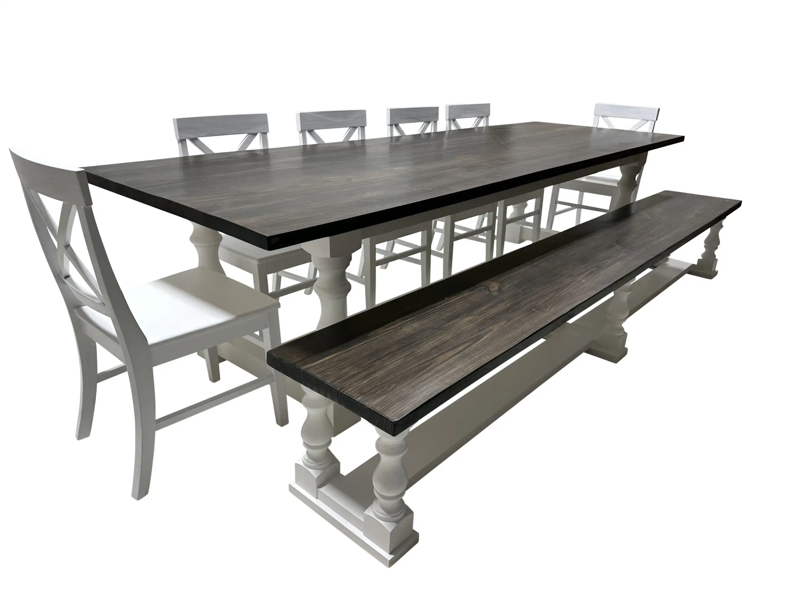 The Sebastian Inlet Monastery Leg Solid Wood Dining Table 10ft Long in Walnut Finish - Image 2