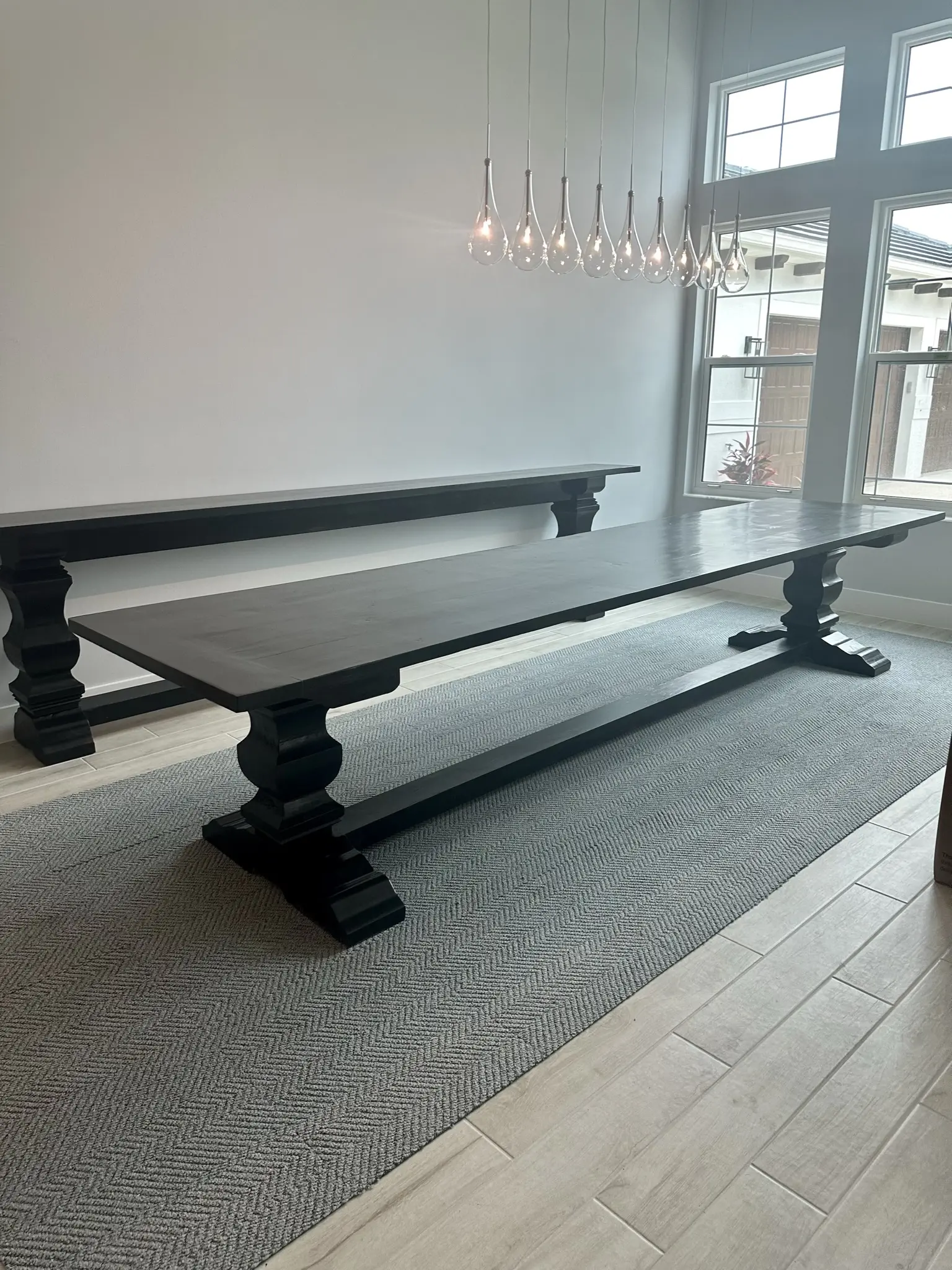 The Old Northwood Classic Pedestal Table shown in Cobalt Gray