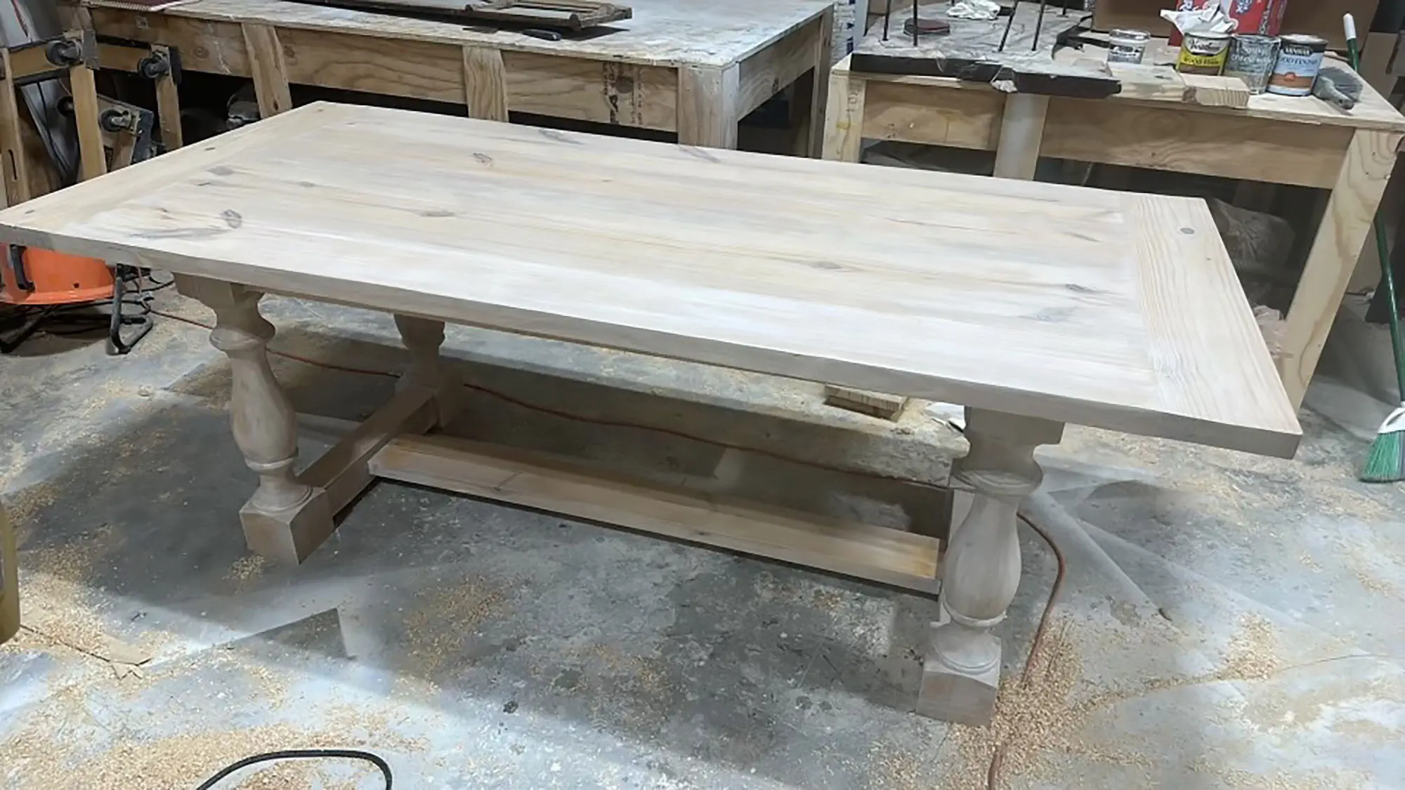 White washed Monastery leg made in Florida by Orchid Wood Co