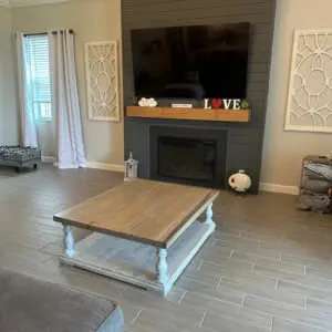 Micanopy Monastery Coffee Table – Rustic Farmhouse Wood Coffee Table with Turned Legs