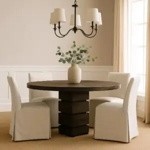 Handcrafted Matanzas Round Dining Table – Coastal Modern Wood Table