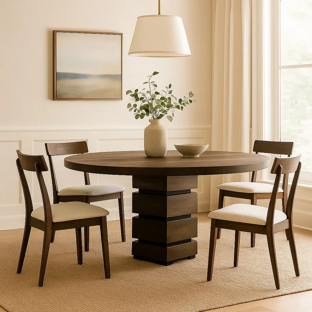 Handcrafted Matanzas Round Dining Table – Coastal Modern Wood Table
