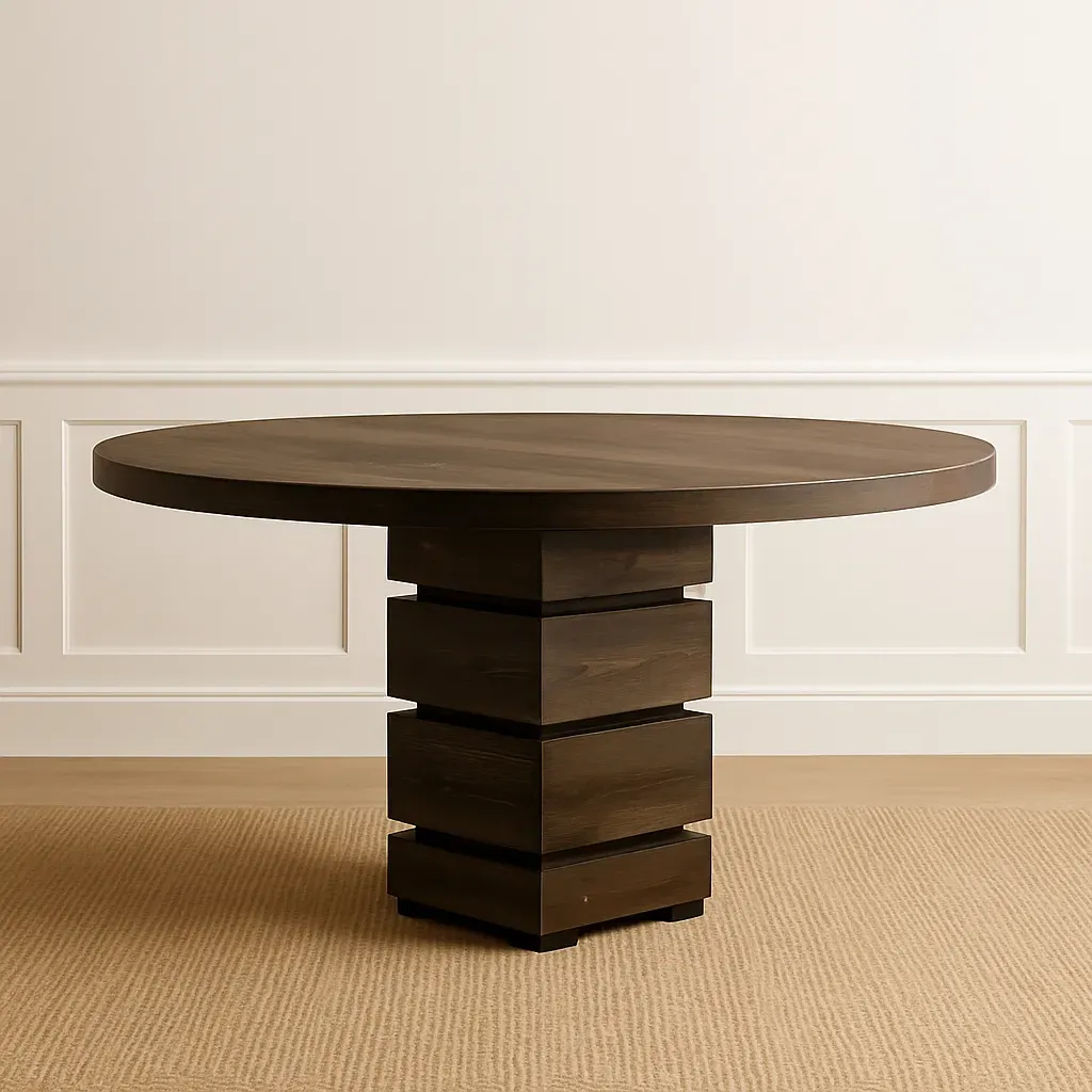 Handcrafted Matanzas Round Dining Table – Coastal Modern Wood Table