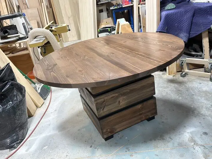 Round table with square multi-panel base- Orchid Wood Co