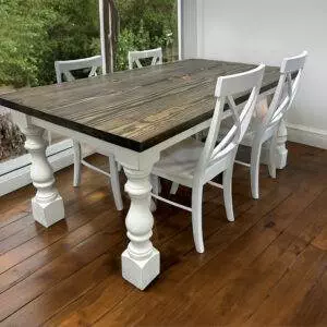 Monastery Leg Farmhouse Dining Room Table made in Solid Wood