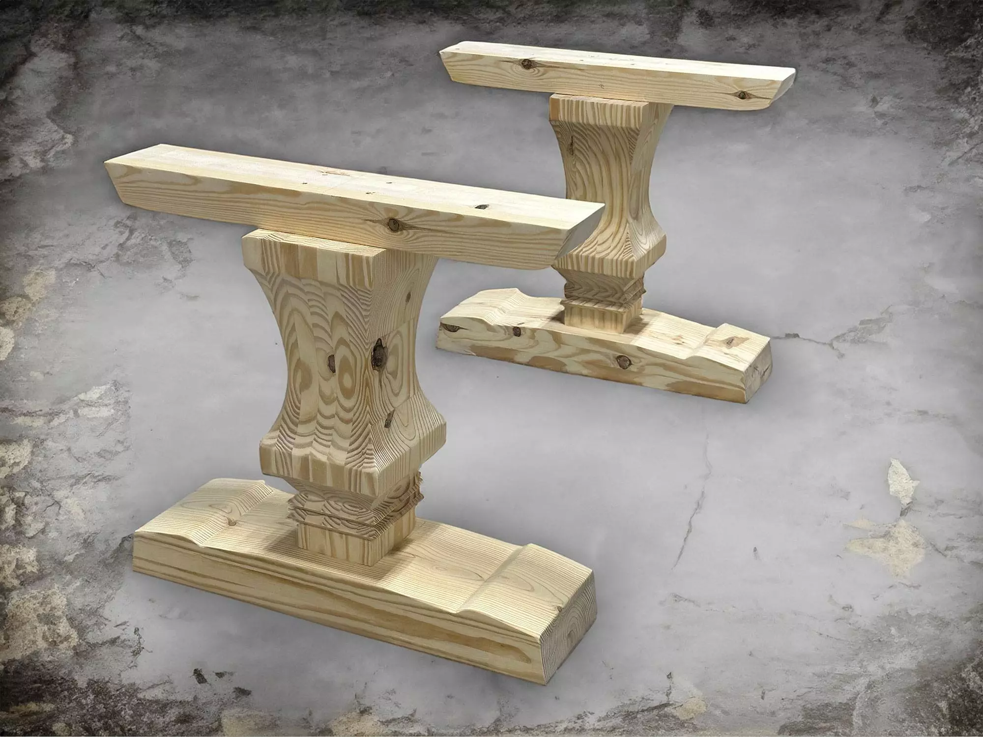 Bold and Modern Pedestal Table Legs Solid Wood Unfinished Orchid Wood Co